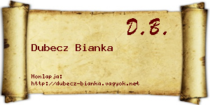 Dubecz Bianka névjegykártya